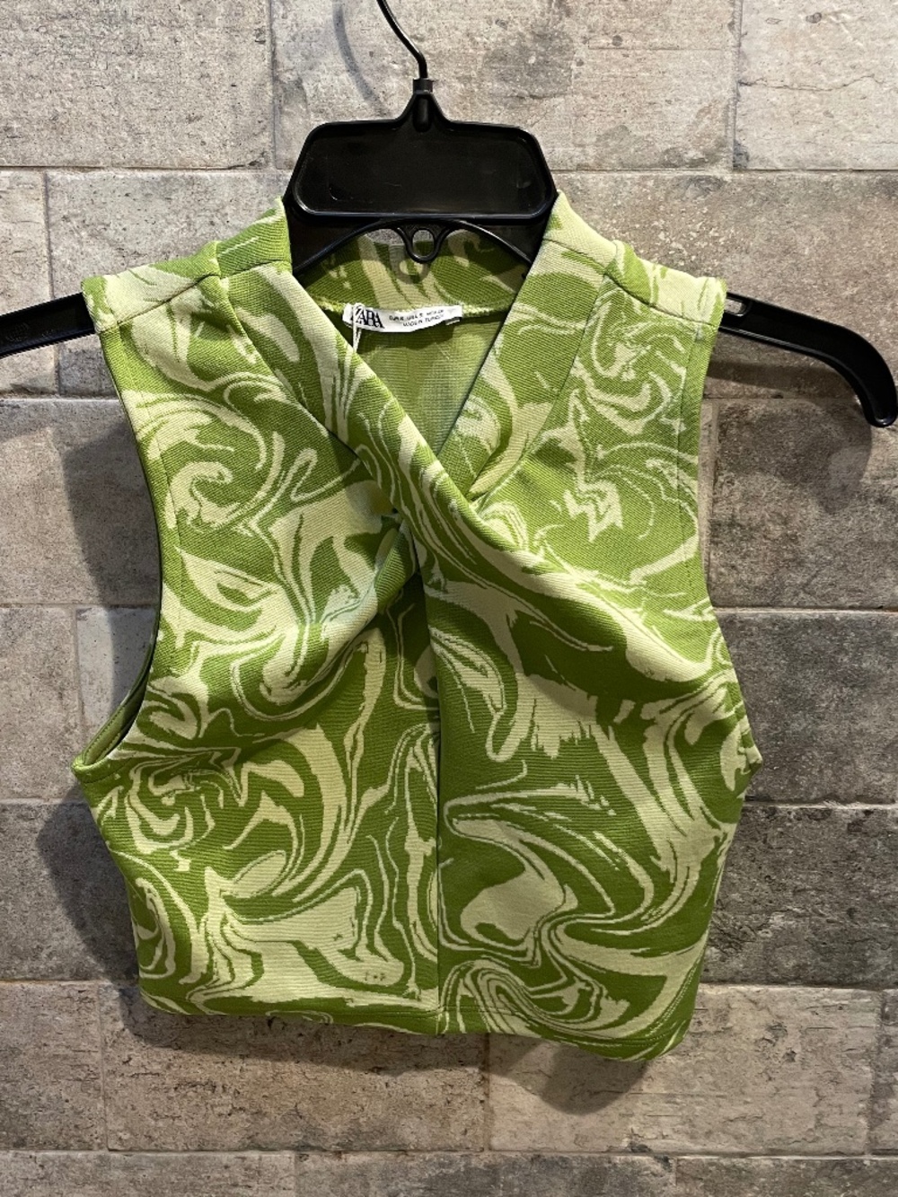 ❤️ ZARA PRINT WRAP GREEN WRAP SLEEVELESS TOP SIZE SMALL NEW